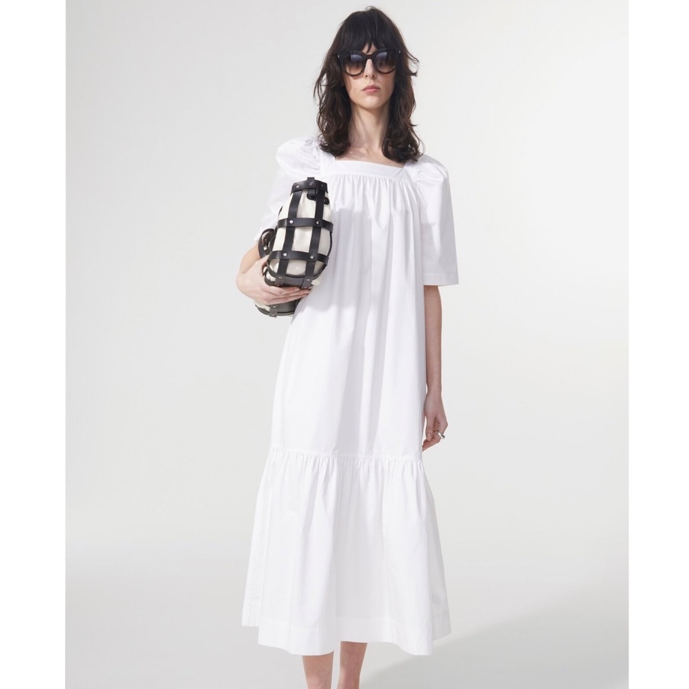 Rodebjer Donya Cotton Nap Dress in White Size Small S
